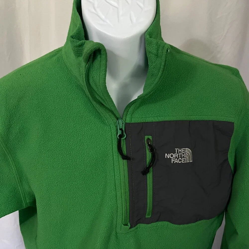 🧥 The North Face Men’s Lime Green & Gray 1/2 Zip Pullover Jacket S EUC ⛰️